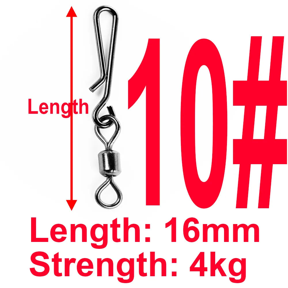 (Pack of 50) Box Rolling Swivel With Hanging Snap Fishing Tackle Fishhooks Lure Line Bait Fishing Connector Carp Solid Rings Swivels