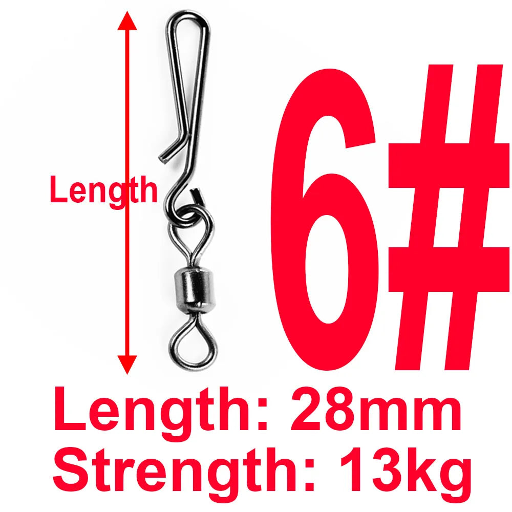 (Pack of 50) Box Rolling Swivel With Hanging Snap Fishing Tackle Fishhooks Lure Line Bait Fishing Connector Carp Solid Rings Swivels
