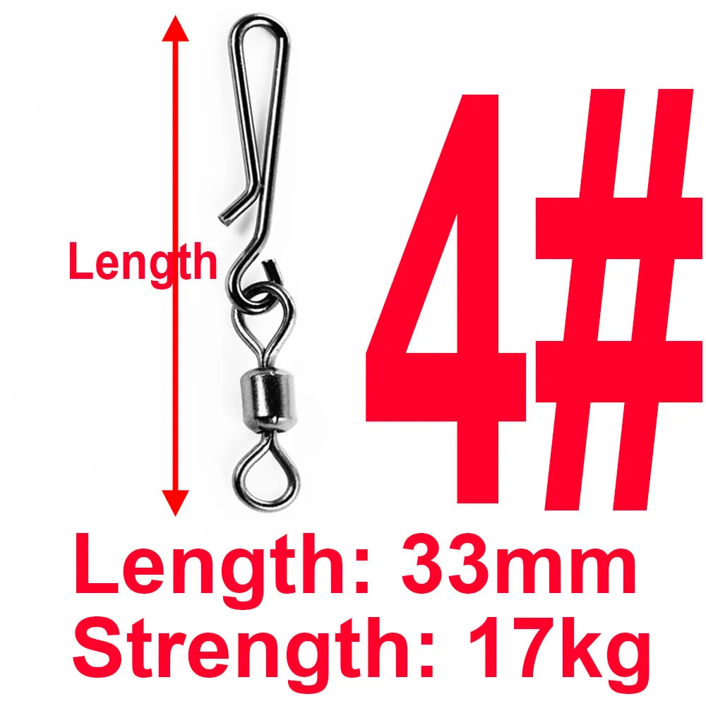 (Pack of 50) Box Rolling Swivel With Hanging Snap Fishing Tackle Fishhooks Lure Line Bait Fishing Connector Carp Solid Rings Swivels