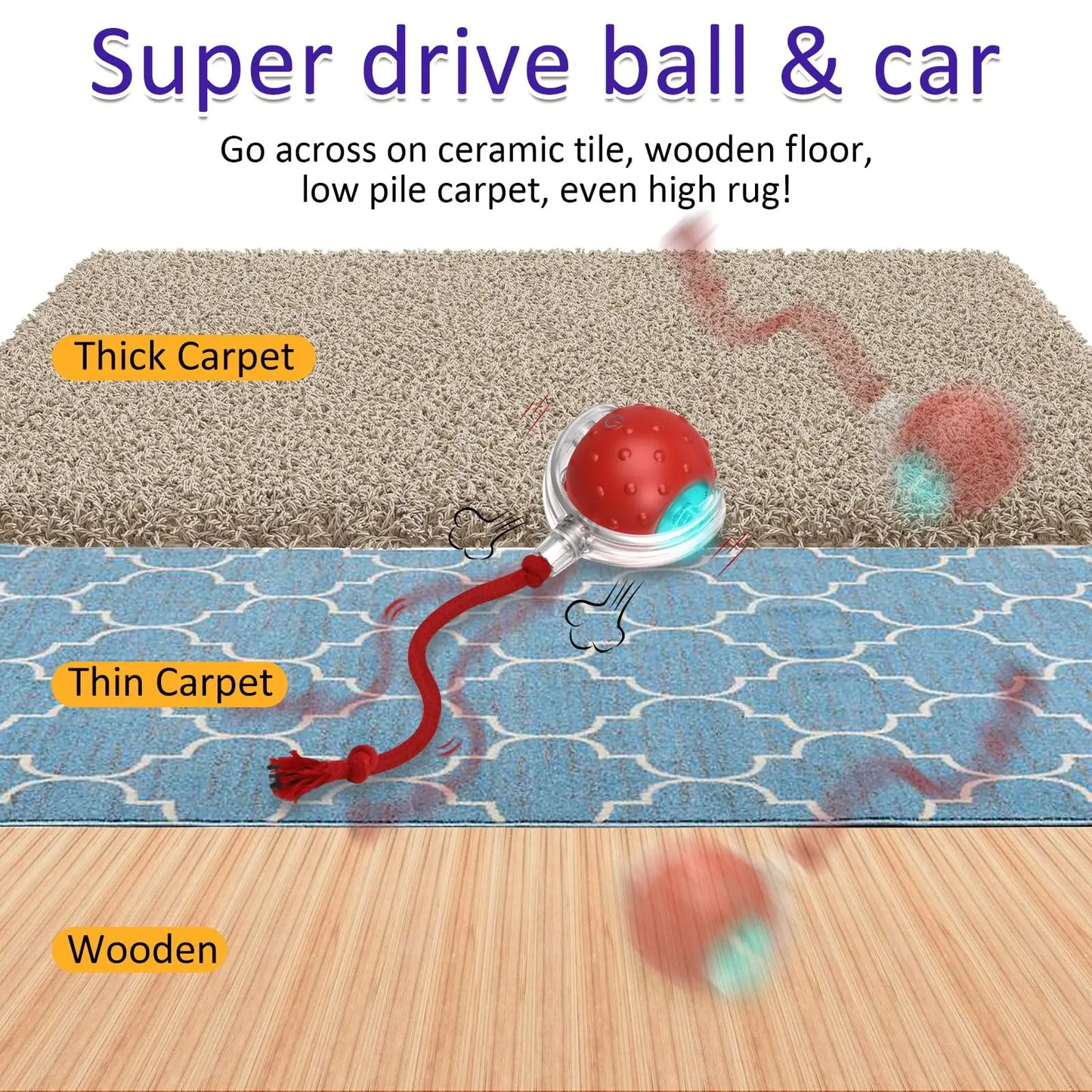 Interactive Bird-Chirping Rolling Cat Toy with Motion Sensor and Teaser Tail