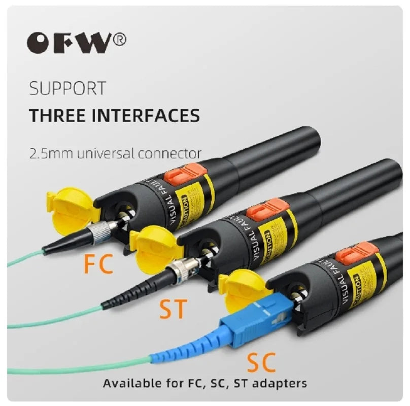 OFW 10MW 30KM Visual Fault Locator30MW Fiber Optic Cable Tester 10KM Range Test Equipment Red Light Pen VFL