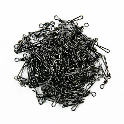 (Pack of 50) Box Rolling Swivel With Hanging Snap Fishing Tackle Fishhooks Lure Line Bait Fishing Connector Carp Solid Rings Swivels