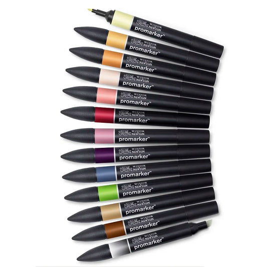 WINSOR&NEWTON 6/12 Colors ProMarkers Alcohol base ink Twin tips Professional Art Marker Pen Drawing Supplies
