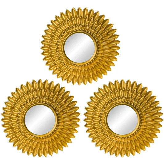 Gold Mirrors for Wall Decor Set of 3 Hanging Ornament Art Crafts Supplies for Home Bedroom Bathroom Small Round Dropshipping