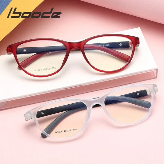 Iboode Cat Eye Oval Baby Kids Glasses Frame Boys Girls Computer Protective Optical Eyeglasses Fashion Children’s spectcle Frames