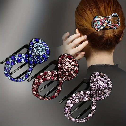 (Pack of 1) Elegant Hair Claw Clip Rhinestone Crab Clip Hair Styling Tool Duckbill Clip Ponytail Holder