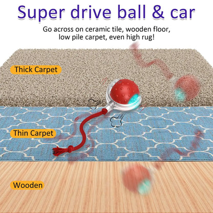 Interactive Bird-Chirping Rolling Cat Toy with Motion Sensor and Teaser Tail