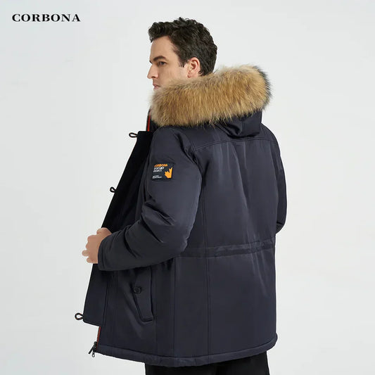 CORBONA N3B Type Winter Parka Men's Coat Long Oversize Real Fur Hood Military Army Male Jackets Padded Fleece Brand Cloths 2024