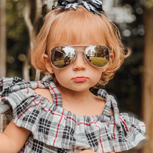 HKNA Lovely Oval Sunglasses for Girls/Boys 2022 Colorful Mirror Children Glasses Metal Frame Kids Travel Gafas De Sol Mujer