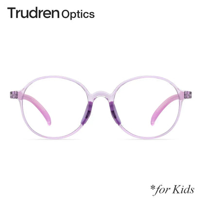 Trudren Childrens TR90 Anti Blue Light Glasses for Kids Non-prescription Clear Eyeglasses Round Frame with Flexible Spring 2003