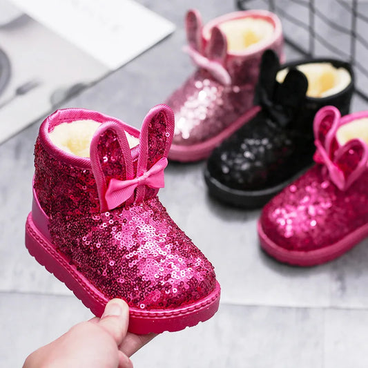 Ботинки для девочки Girl Boot Winter Fashion Sequin Snow Boot Non-slip Warm kid Shoe Plush Cotton Shoe Kids Princess Ankle Boots
