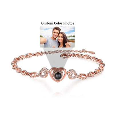 Custom Photo Bracelet Personalized Projection Bracelets with Picture Inside 100 Languages I Love You Stainless Steel Bracelet