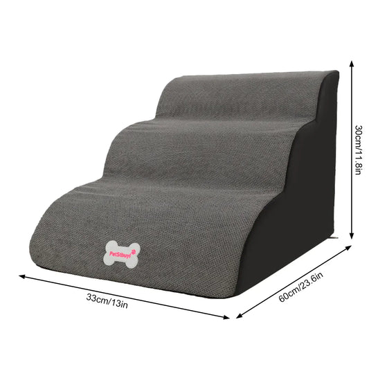 Dog Stairs 3-Step Durable Sponge Pet Ladder for High Couch and Bed Detachable Dog Ramps with Removable Cover Non Slip Corduroy