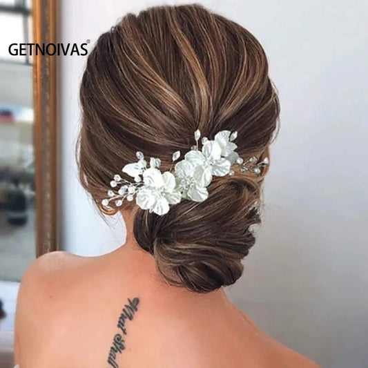 White Flower Hairpins Elegant Women Floral Style Hair Clip Chinese Style Hairclip Bride Wedding Headdress Hanfu Hair Accessories